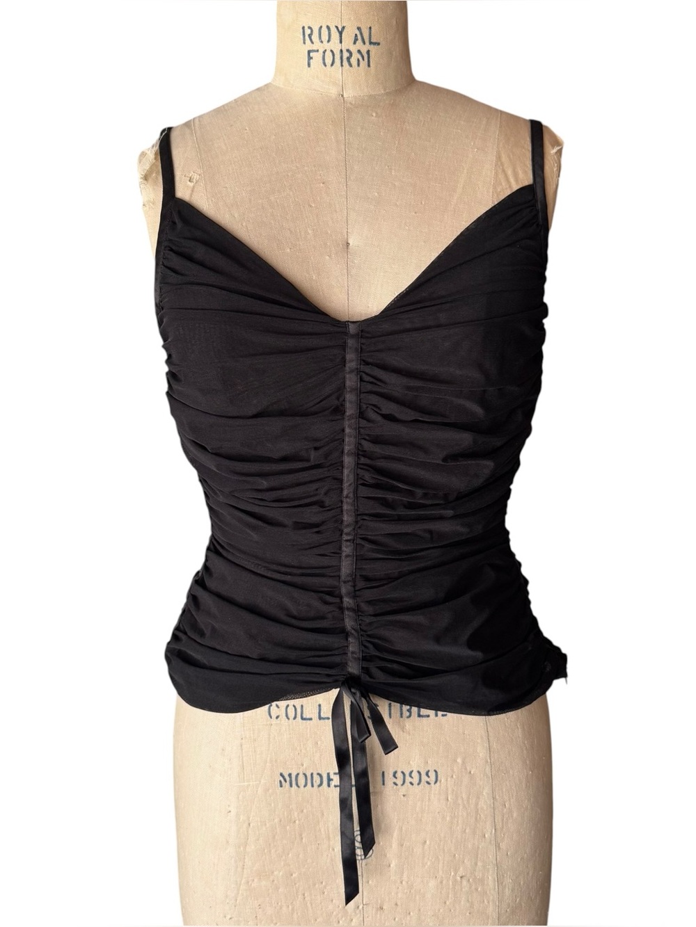 Vintage 90s Escada Black Ruched Silk Tank Top